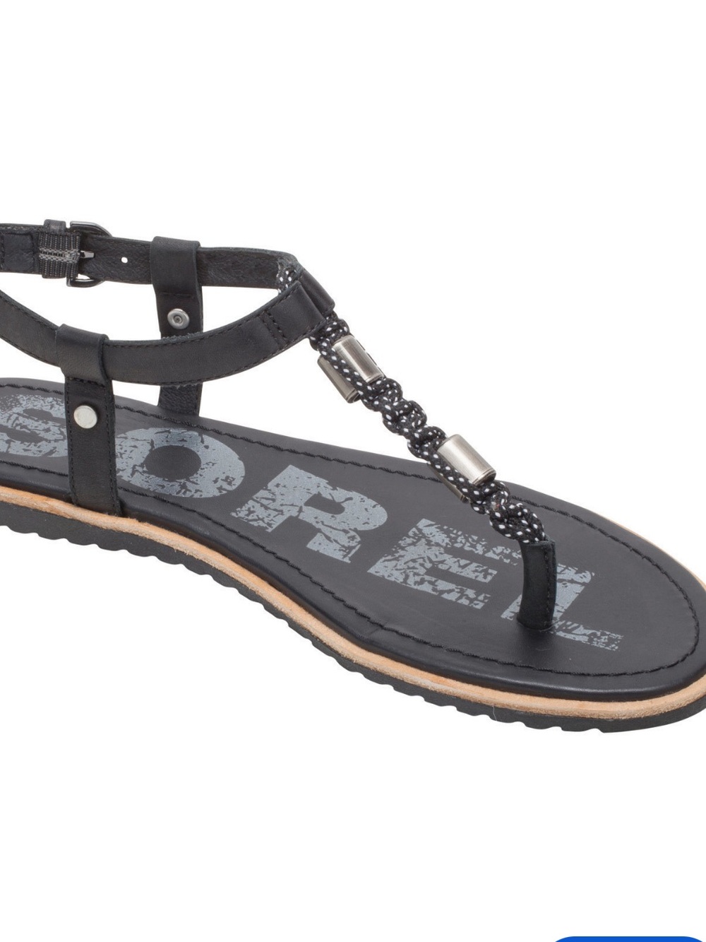 Sorel Ella T-Strap thong ankle strap Sandals black size 10